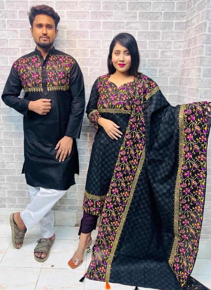 Panjabi Three Piece Couple Set